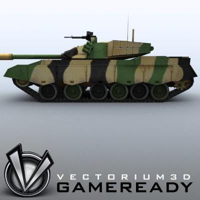 3D Model of Game-ready model of modern Chinese main battle tank ZTZ96 (Type 96) with two RGB textures: 1024x1024 for tank and 1024x512 for track and wheels. - 3D Render 4